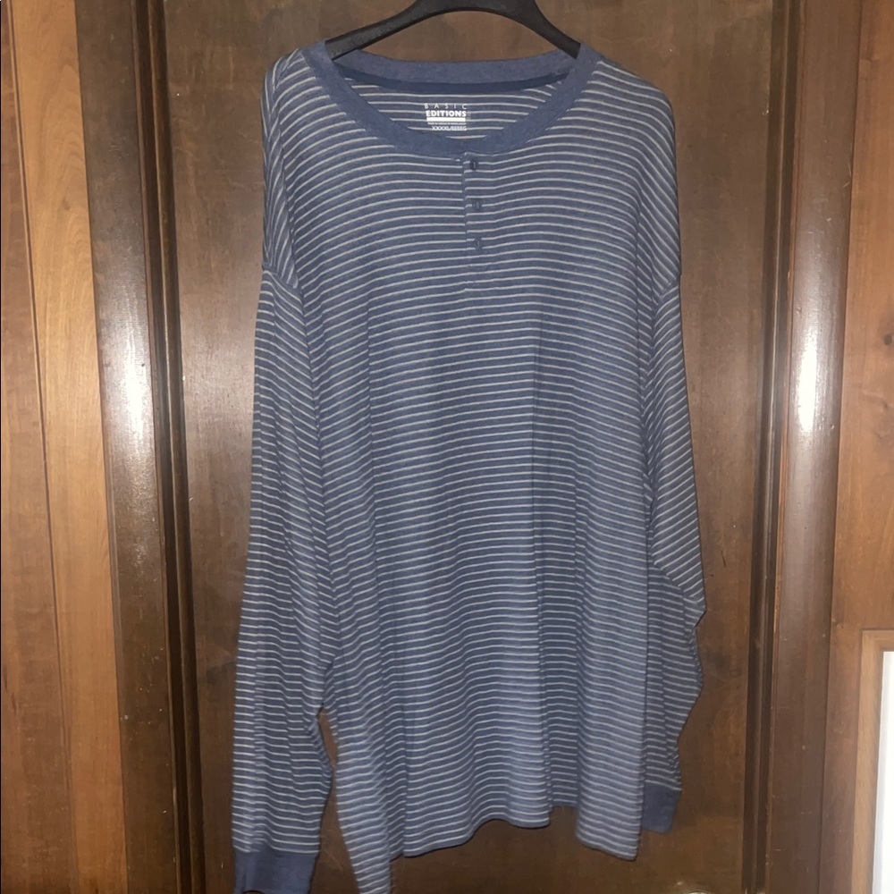 Basic Editions Blue Striped Long Sleeve Shirt
